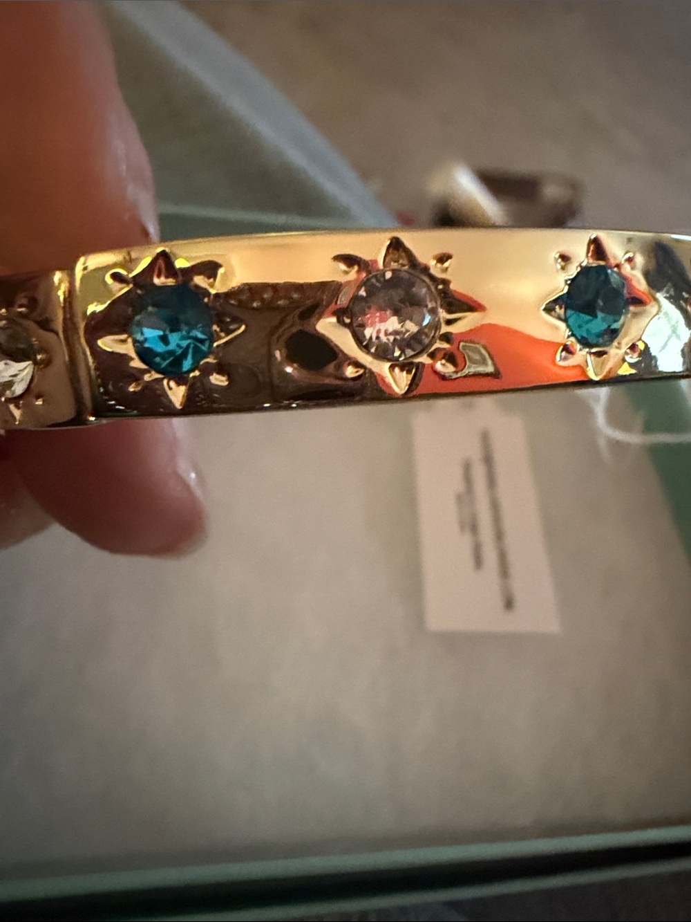 Park Lane Gold-Tone Bracelet with Teal and Clear Stones